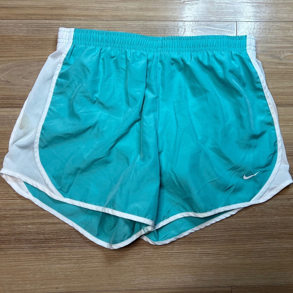 Nike Womens Running Shorts Dri-Fit Mesh Trim Teal XL